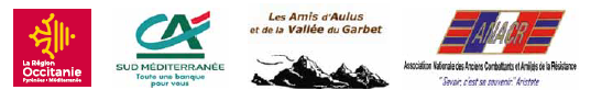 Logos Région occitanie, CA Sud méditerranée, Les amis d'Aulus et de la Vallée du Garbet, ANACR